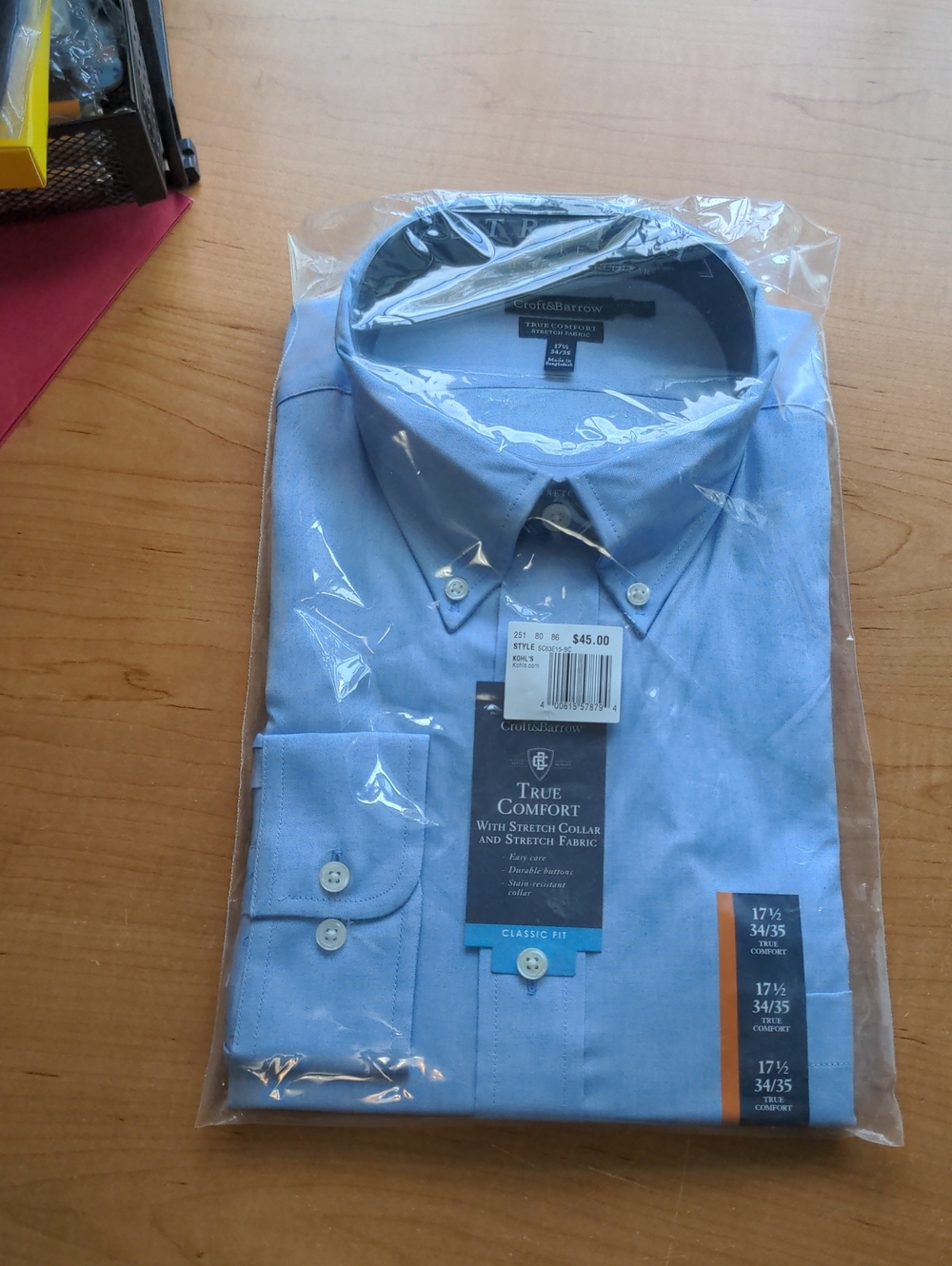 NWT Croft & Barrow True Comfort Long Sleeve Dress Shirt